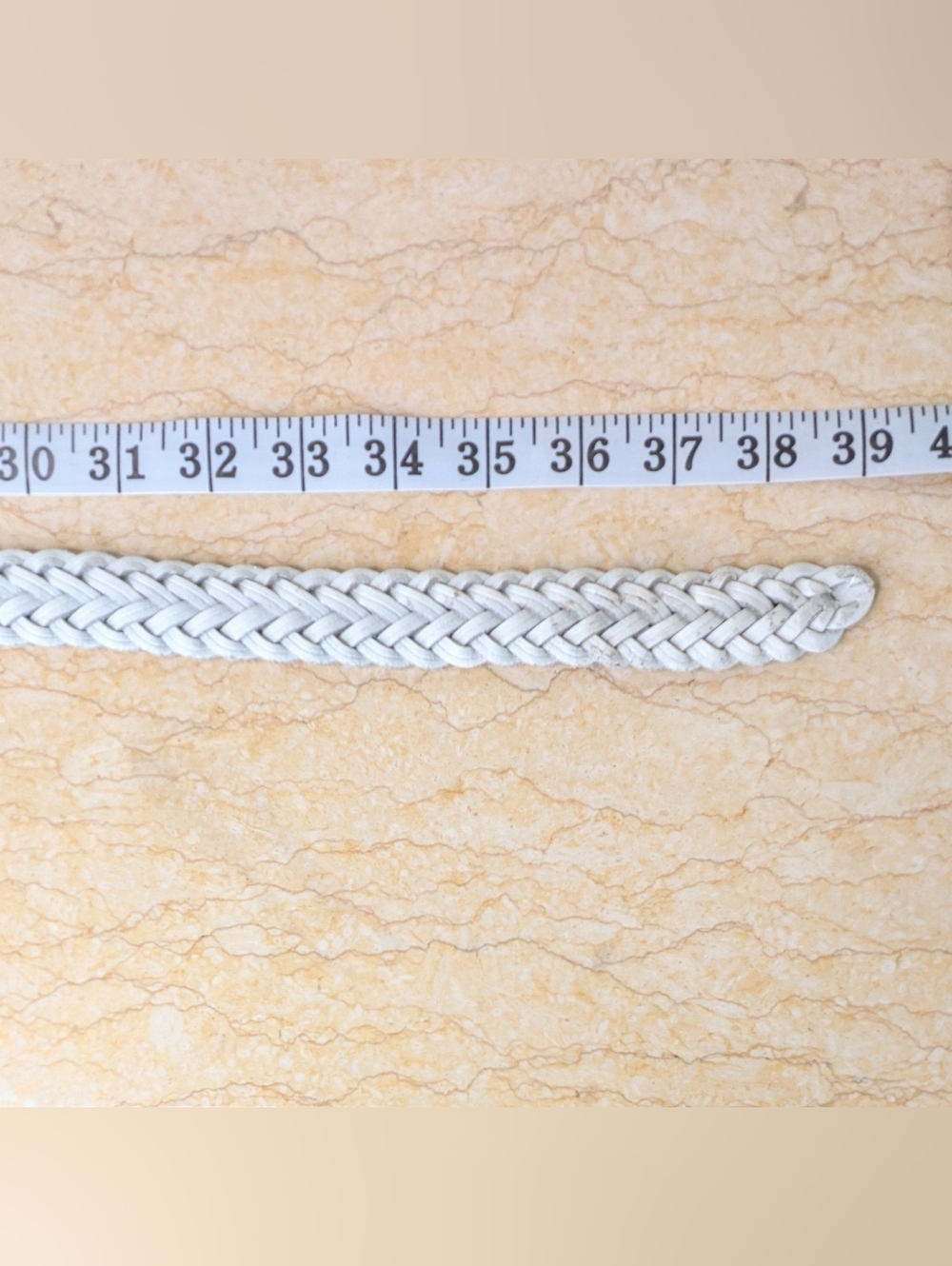Vintage Genuine Leather White Woven Belt Silver Tone Buckle Size M/L - Picture 9 of 13